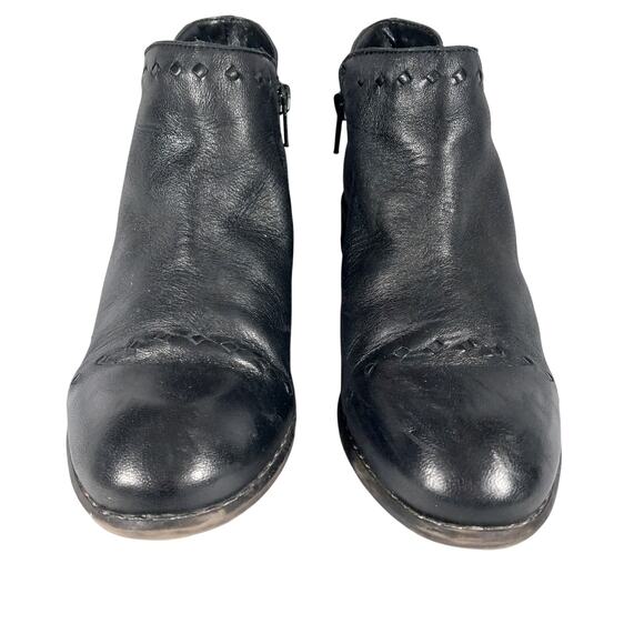 SKECHERS! BLACK GENUINE LEATHER "RIBBON THREADED" MEMORY FOAM BOOTS! SZ 8.5M - Picture 5 of 10